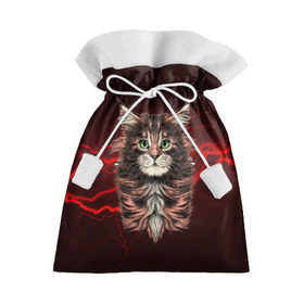 Подарочный 3D мешок с принтом Electro cat в Кировске, 100% полиэстер | Размер: 29*39 см | cat | взгляд | кот | кот хипстер | котёнок | котятки | кошка | молния | мордочка | разряд | электричество