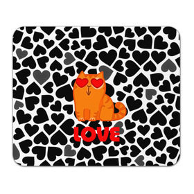 Коврик прямоугольный с принтом Влюбленный котик в Кировске, натуральный каучук | размер 230 х 185 мм; запечатка лицевой стороны | сердечки