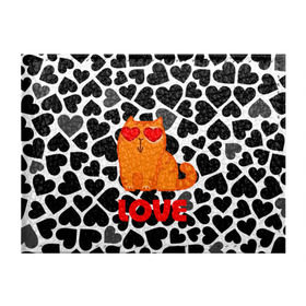 Обложка для студенческого билета с принтом Влюбленный котик в Кировске, натуральная кожа | Размер: 11*8 см; Печать на всей внешней стороне | сердечки