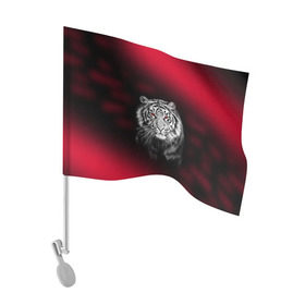 Флаг для автомобиля с принтом Тигр красные глаза в Кировске, 100% полиэстер | Размер: 30*21 см |  хищник | багровый | большая кошка | глаза. красные | красный | кровавый | тигр