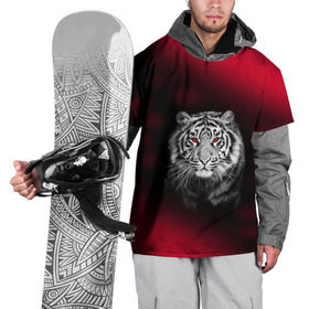 Накидка на куртку 3D с принтом Тигр красные глаза в Кировске, 100% полиэстер |  |  хищник | багровый | большая кошка | глаза. красные | красный | кровавый | тигр