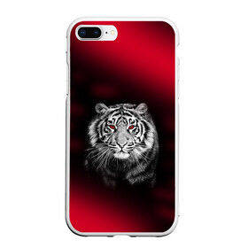 Чехол для iPhone 7Plus/8 Plus матовый с принтом Тигр красные глаза в Кировске, Силикон | Область печати: задняя сторона чехла, без боковых панелей |  хищник | багровый | большая кошка | глаза. красные | красный | кровавый | тигр
