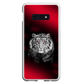 Чехол для Samsung S10E с принтом Тигр красные глаза в Кировске, Силикон | Область печати: задняя сторона чехла, без боковых панелей |  хищник | багровый | большая кошка | глаза. красные | красный | кровавый | тигр