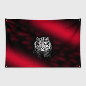 Флаг-баннер с принтом Тигр красные глаза в Кировске, 100% полиэстер | размер 67 х 109 см, плотность ткани — 95 г/м2; по краям флага есть четыре люверса для крепления |  хищник | багровый | большая кошка | глаза. красные | красный | кровавый | тигр