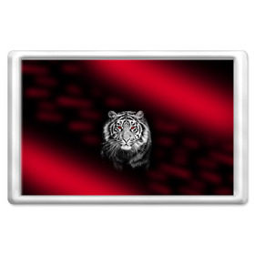 Магнит 45*70 с принтом Тигр красные глаза в Кировске, Пластик | Размер: 78*52 мм; Размер печати: 70*45 |  хищник | багровый | большая кошка | глаза. красные | красный | кровавый | тигр