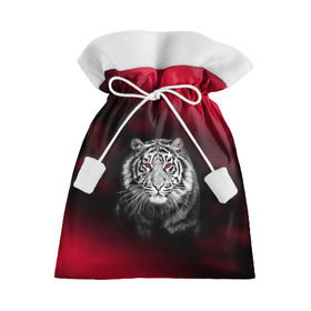 Подарочный 3D мешок с принтом Тигр красные глаза в Кировске, 100% полиэстер | Размер: 29*39 см |  хищник | багровый | большая кошка | глаза. красные | красный | кровавый | тигр
