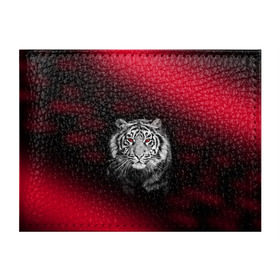 Обложка для студенческого билета с принтом Тигр красные глаза в Кировске, натуральная кожа | Размер: 11*8 см; Печать на всей внешней стороне |  хищник | багровый | большая кошка | глаза. красные | красный | кровавый | тигр
