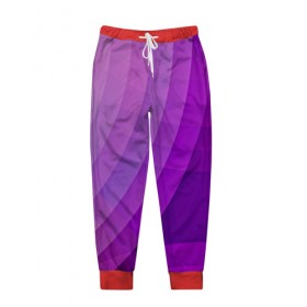 Мужские брюки 3D с принтом Фиолетовые волны в Кировске, 100% полиэстер | манжеты по низу, эластичный пояс регулируется шнурком, по бокам два кармана без застежек, внутренняя часть кармана из мелкой сетки | Тематика изображения на принте: круги | фиолетовый геометрия