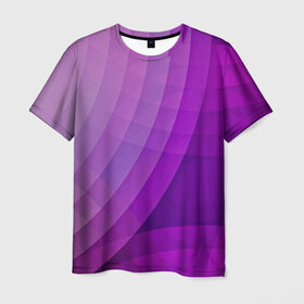 Мужская футболка 3D с принтом Фиолетовые волны в Кировске, 100% полиэфир | прямой крой, круглый вырез горловины, длина до линии бедер | Тематика изображения на принте: круги | фиолетовый геометрия