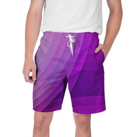 Мужские шорты 3D с принтом Фиолетовые волны в Кировске,  полиэстер 100% | прямой крой, два кармана без застежек по бокам. Мягкая трикотажная резинка на поясе, внутри которой широкие завязки. Длина чуть выше колен | круги | фиолетовый геометрия