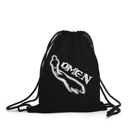 Рюкзак-мешок 3D с принтом Omen в Кировске, 100% полиэстер | плотность ткани — 200 г/м2, размер — 35 х 45 см; лямки — толстые шнурки, застежка на шнуровке, без карманов и подкладки | Тематика изображения на принте: omen | омен