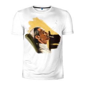 Мужская футболка 3D спортивная с принтом The Young Pope в Кировске, 100% полиэстер с улучшенными характеристиками | приталенный силуэт, круглая горловина, широкие плечи, сужается к линии бедра | young pope | джуд | лоу | молодой папа