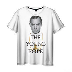 Мужская футболка 3D с принтом The Young Pope в Кировске, 100% полиэфир | прямой крой, круглый вырез горловины, длина до линии бедер | young pope | джуд | лоу | молодой папа