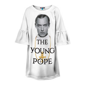 Детское платье 3D с принтом The Young Pope в Кировске, 100% полиэстер | прямой силуэт, чуть расширенный к низу. Круглая горловина, на рукавах — воланы | Тематика изображения на принте: young pope | джуд | лоу | молодой папа