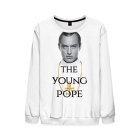 Мужской свитшот 3D с принтом The Young Pope в Кировске, 100% полиэстер с мягким внутренним слоем | круглый вырез горловины, мягкая резинка на манжетах и поясе, свободная посадка по фигуре | young pope | джуд | лоу | молодой папа