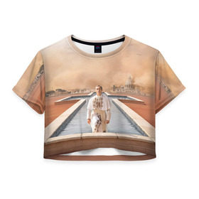 Женская футболка 3D укороченная с принтом Италия в Кировске, 100% полиэстер | круглая горловина, длина футболки до линии талии, рукава с отворотами | young pope | джуд | лоу | молодой папа