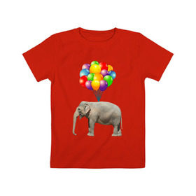 Детская футболка хлопок с принтом Воздушный слоник в Кировске, 100% хлопок | круглый вырез горловины, полуприлегающий силуэт, длина до линии бедер | арт | животные | слон | шарики