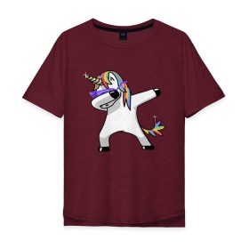 Мужская футболка хлопок Oversize с принтом Unicorn dab в Кировске, 100% хлопок | свободный крой, круглый ворот, “спинка” длиннее передней части | арт | единорог | животные | музыка