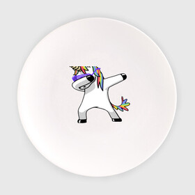 Тарелка с принтом Unicorn dab  в Кировске, фарфор | диаметр - 210 мм
диаметр для нанесения принта - 120 мм | арт | единорог | животные | музыка