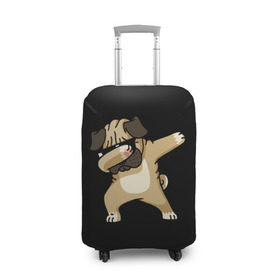 Чехол для чемодана 3D с принтом Dog dab в Кировске, 86% полиэфир, 14% спандекс | двустороннее нанесение принта, прорези для ручек и колес | арт | животное | мопс | музыка | собака