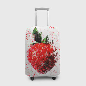 Чехол для чемодана 3D с принтом Клубника в Кировске, 86% полиэфир, 14% спандекс | двустороннее нанесение принта, прорези для ручек и колес | брызги | земляника | клубника | краски | красный | природа | рисунок | фрукты