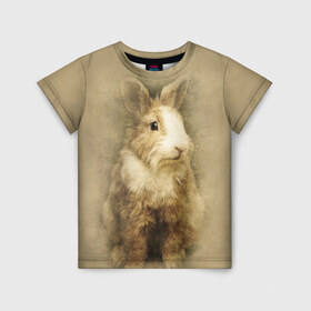 Детская футболка 3D с принтом Кролик в Кировске, 100% гипоаллергенный полиэфир | прямой крой, круглый вырез горловины, длина до линии бедер, чуть спущенное плечо, ткань немного тянется | грызун | животные | заяц | кролик | мордочка | природа | пушистый | уши