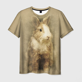 Мужская футболка 3D с принтом Кролик в Кировске, 100% полиэфир | прямой крой, круглый вырез горловины, длина до линии бедер | грызун | животные | заяц | кролик | мордочка | природа | пушистый | уши