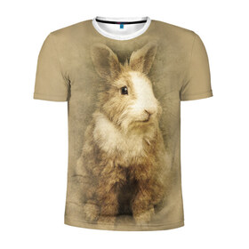 Мужская футболка 3D спортивная с принтом Кролик в Кировске, 100% полиэстер с улучшенными характеристиками | приталенный силуэт, круглая горловина, широкие плечи, сужается к линии бедра | Тематика изображения на принте: грызун | животные | заяц | кролик | мордочка | природа | пушистый | уши