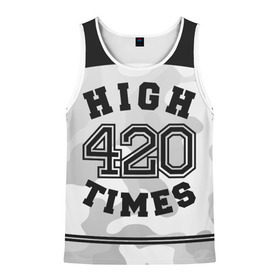 Мужская майка 3D с принтом High Times 420 Camo в Кировске, 100% полиэстер | круглая горловина, приталенный силуэт, длина до линии бедра. Пройма и горловина окантованы тонкой бейкой | camouflage | камо | камуфляж