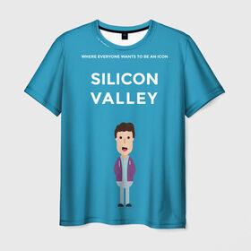 Мужская футболка 3D с принтом Кремниевая долина в Кировске, 100% полиэфир | прямой крой, круглый вырез горловины, длина до линии бедер | pied piper | silicon valley | tj miller | крысолов | пегий дудочник | силиконовая долина | тиджей миллер