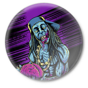 Значок с принтом Lil Wayne 5 в Кировске,  металл | круглая форма, металлическая застежка в виде булавки | lil wayne | rap | лил уэйн | рэп | хип хоп