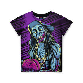 Детская футболка 3D с принтом Lil Wayne 5 в Кировске, 100% гипоаллергенный полиэфир | прямой крой, круглый вырез горловины, длина до линии бедер, чуть спущенное плечо, ткань немного тянется | lil wayne | rap | лил уэйн | рэп | хип хоп