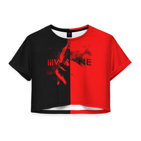 Женская футболка 3D укороченная с принтом Lil Wayne 4 в Кировске, 100% полиэстер | круглая горловина, длина футболки до линии талии, рукава с отворотами | 