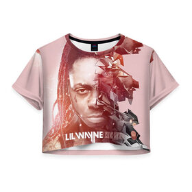 Женская футболка 3D укороченная с принтом Lil Wayne 7 в Кировске, 100% полиэстер | круглая горловина, длина футболки до линии талии, рукава с отворотами | 