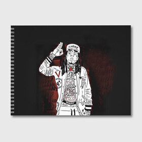 Альбом для рисования с принтом Lil Wayne 3 в Кировске, 100% бумага
 | матовая бумага, плотность 200 мг. | lil wayne | rap | лил уэйн | рэп | хип хоп