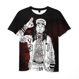 Мужская футболка 3D с принтом Lil Wayne 3 в Кировске, 100% полиэфир | прямой крой, круглый вырез горловины, длина до линии бедер | Тематика изображения на принте: lil wayne | rap | лил уэйн | рэп | хип хоп
