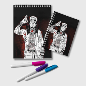 Блокнот с принтом Lil Wayne 3 в Кировске, 100% бумага | 48 листов, плотность листов — 60 г/м2, плотность картонной обложки — 250 г/м2. Листы скреплены удобной пружинной спиралью. Цвет линий — светло-серый
 | lil wayne | rap | лил уэйн | рэп | хип хоп