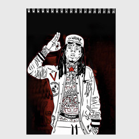 Скетчбук с принтом Lil Wayne 3 в Кировске, 100% бумага
 | 48 листов, плотность листов — 100 г/м2, плотность картонной обложки — 250 г/м2. Листы скреплены сверху удобной пружинной спиралью | lil wayne | rap | лил уэйн | рэп | хип хоп