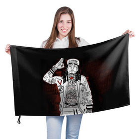 Флаг 3D с принтом Lil Wayne 3 в Кировске, 100% полиэстер | плотность ткани — 95 г/м2, размер — 67 х 109 см. Принт наносится с одной стороны | lil wayne | rap | лил уэйн | рэп | хип хоп