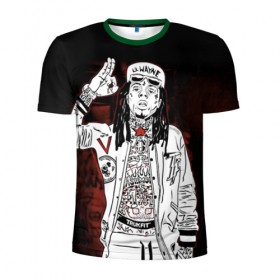 Мужская футболка 3D спортивная с принтом Lil Wayne 3 в Кировске, 100% полиэстер с улучшенными характеристиками | приталенный силуэт, круглая горловина, широкие плечи, сужается к линии бедра | Тематика изображения на принте: lil wayne | rap | лил уэйн | рэп | хип хоп