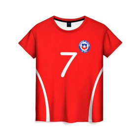Женская футболка 3D с принтом Chile в Кировске, 100% полиэфир ( синтетическое хлопкоподобное полотно) | прямой крой, круглый вырез горловины, длина до линии бедер | alexis | chile | санчес алексис | сборная чили | футбол