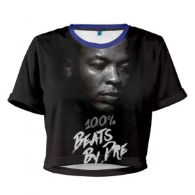 Женская футболка 3D укороченная с принтом Dr.Dre в Кировске, 100% полиэстер | круглая горловина, длина футболки до линии талии, рукава с отворотами | dr. dre | rap | андре ромелл янг | джи фанк. | доктор дре | доктор дрэ | рэп