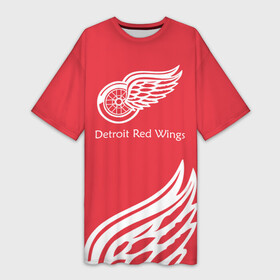 Платье-футболка 3D с принтом Detroit Red Wings 2017 в Кировске,  |  | Тематика изображения на принте: detroit red wings | nhl | спорт | хоккей