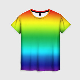 Женская футболка 3D с принтом Радуга (Градиент) в Кировске, 100% полиэфир ( синтетическое хлопкоподобное полотно) | прямой крой, круглый вырез горловины, длина до линии бедер | разноцветный | яркий