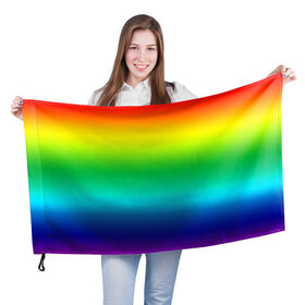 Флаг 3D с принтом Радуга (Градиент) в Кировске, 100% полиэстер | плотность ткани — 95 г/м2, размер — 67 х 109 см. Принт наносится с одной стороны | разноцветный | яркий