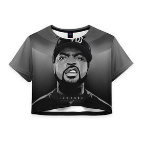 Женская футболка 3D укороченная с принтом Ice Cube 2 в Кировске, 100% полиэстер | круглая горловина, длина футболки до линии талии, рукава с отворотами | ice cube | oshea jackson | rap | айс кьюб | гангста рэп | о’ши дже́ксон | рэп
