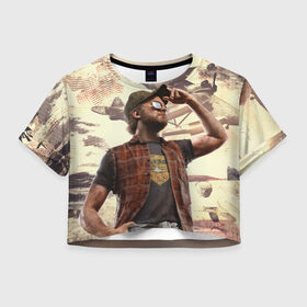 Женская футболка 3D укороченная с принтом Рэднэк в Кировске, 100% полиэстер | круглая горловина, длина футболки до линии талии, рукава с отворотами | far cry | far cry 5 | фар край