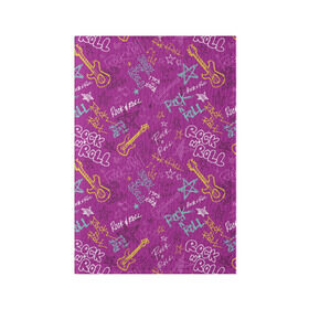 Обложка для паспорта матовая кожа с принтом музыка в Кировске, натуральная матовая кожа | размер 19,3 х 13,7 см; прозрачные пластиковые крепления | Тематика изображения на принте: гитара | звезда | музыка | паттерн | рок | узор | фиолетовый