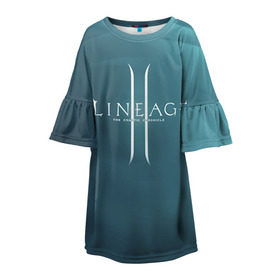 Детское платье 3D с принтом LineAge II в Кировске, 100% полиэстер | прямой силуэт, чуть расширенный к низу. Круглая горловина, на рукавах — воланы | l2 | la 2 | lineage | lineage 2 | lineage ii | линейка