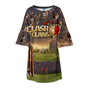 Детское платье 3D с принтом Clash of clans 3 в Кировске, 100% полиэстер | прямой силуэт, чуть расширенный к низу. Круглая горловина, на рукавах — воланы | clash of clans | игры | клэш оф кланс